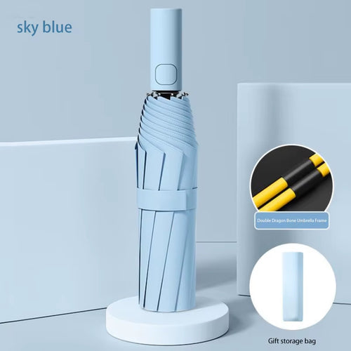 Automatic Umbrella 24 Bone Solid Color Automatic Umbrella Light Collapsible Large Size Outdoor Sunshade Uv Protection New